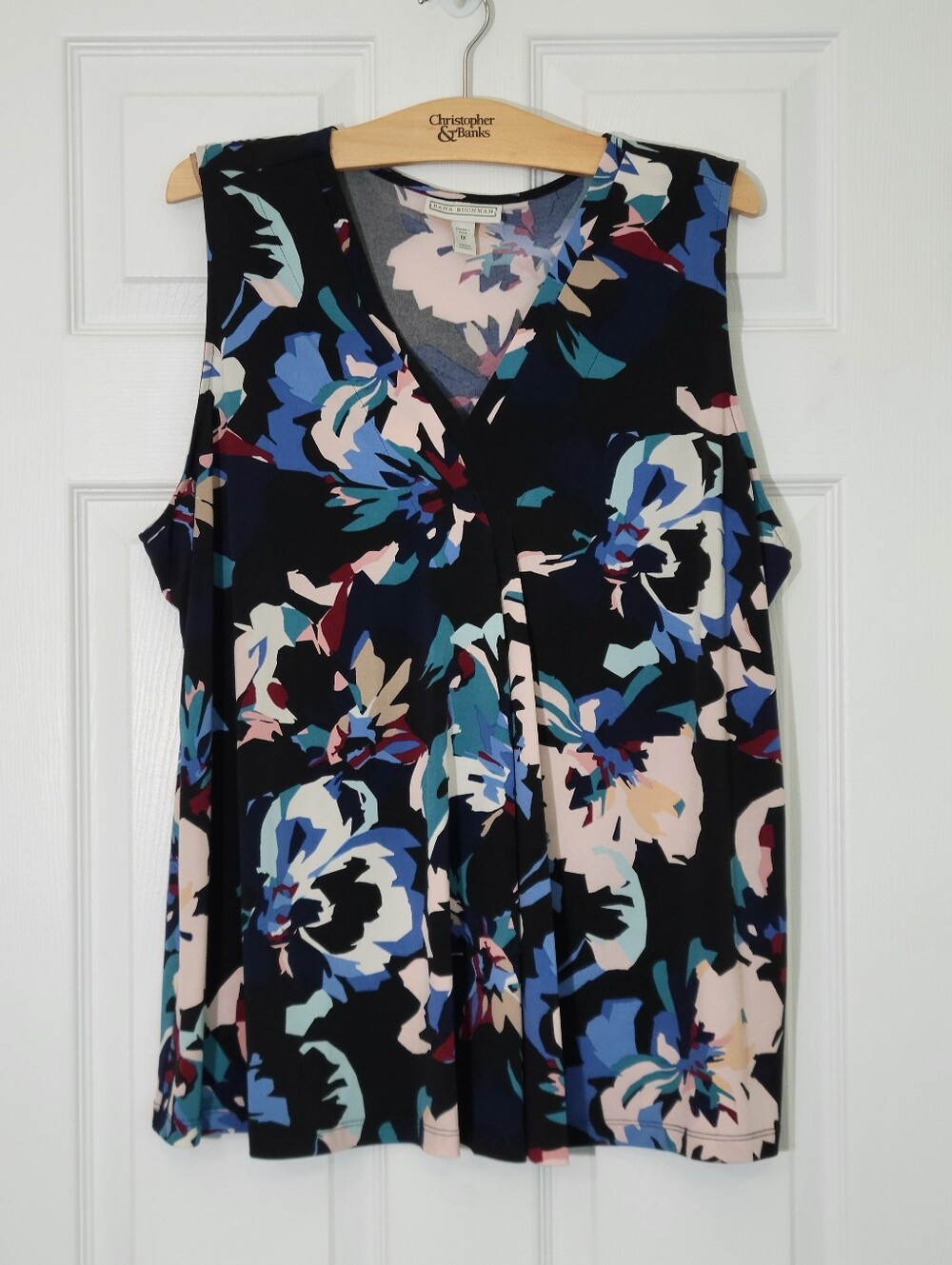 Dana Buchman Floral Print Sleeveless Drape Top Plus Size 1x - Picture 2 of 6
